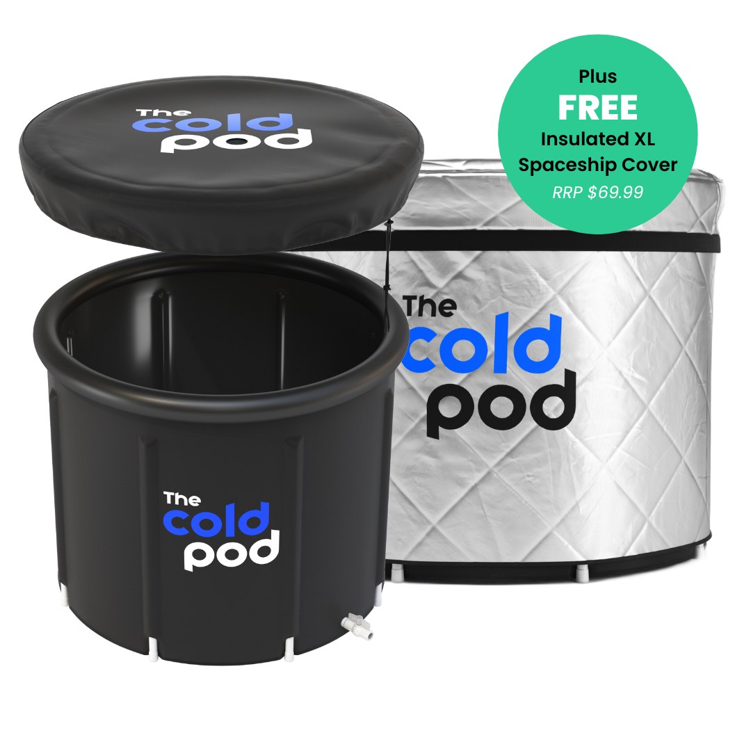 The Cold Pod XL — larger portable insulated cold plunge pod with cover (official brand image)